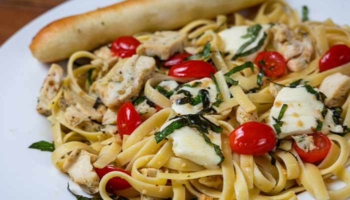 Fettuccine pasta with chicken and basil, served at Sonny’s Italian Kitchen & Pizzeria.